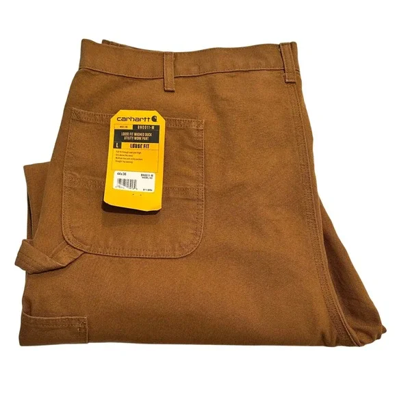 Carhartt Mens 44x36 Brown Duck Canvas Utility Work Pants Loose Fit BN0011-M - Picture 1 of 14